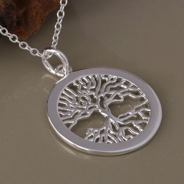 New 925 Sterling Silver Necklace Tree of Life Pendant Exquisite Fine Jewelry 