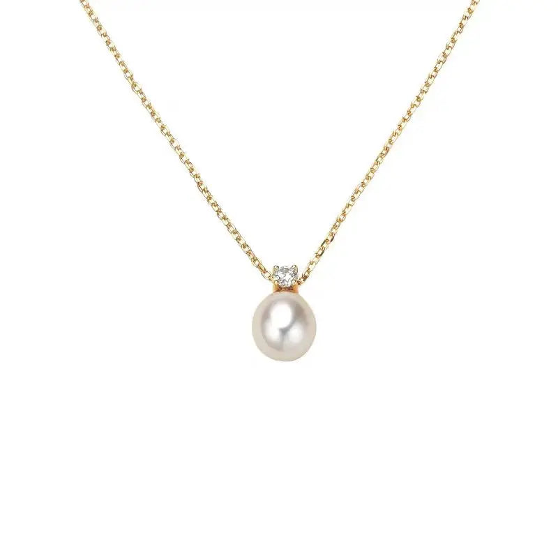 925 Sterling 18K Gold Plated Light Luxury Shell Pearl Zircon Jewelry Pendant Necklace