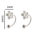 Silver Color Flower Screw Puncture Stud Earrings Fashion Jewelry Light Luxury Minimalist Accessories