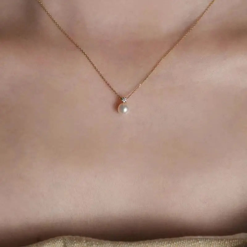 925 Sterling 18K Gold Plated Light Luxury Shell Pearl Zircon Jewelry Pendant Necklace