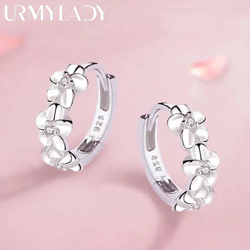 Top Sale 925 Sterling Silver Needle Earrings Fashion High Quality Jewelry Crystal Zircon Flower Cute Stud