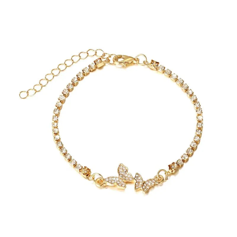 Fashion Silver Color Butterfly Bracelet Luxury Rhinestone Adjustable Charm Bracelets Jewelery