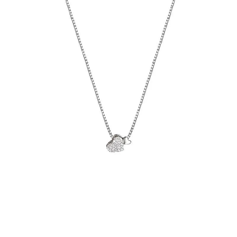 925 Sterling Silver Heart Necklace Charm Geometric Shape Pendant Choker Exquisite Jewelry