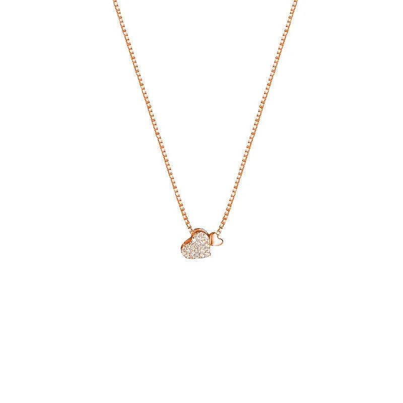 925 Sterling Silver Heart Necklace Charm Geometric Shape Pendant Choker Exquisite Jewelry