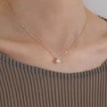 925 Sterling 18K Gold Plated Light Luxury Shell Pearl Zircon Jewelry Pendant Necklace