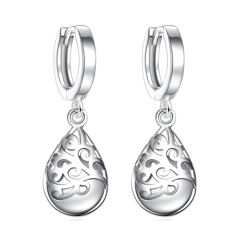 Trendy Opal Stone Flower 925 Sterling Silver Stud Earrings Jewelry