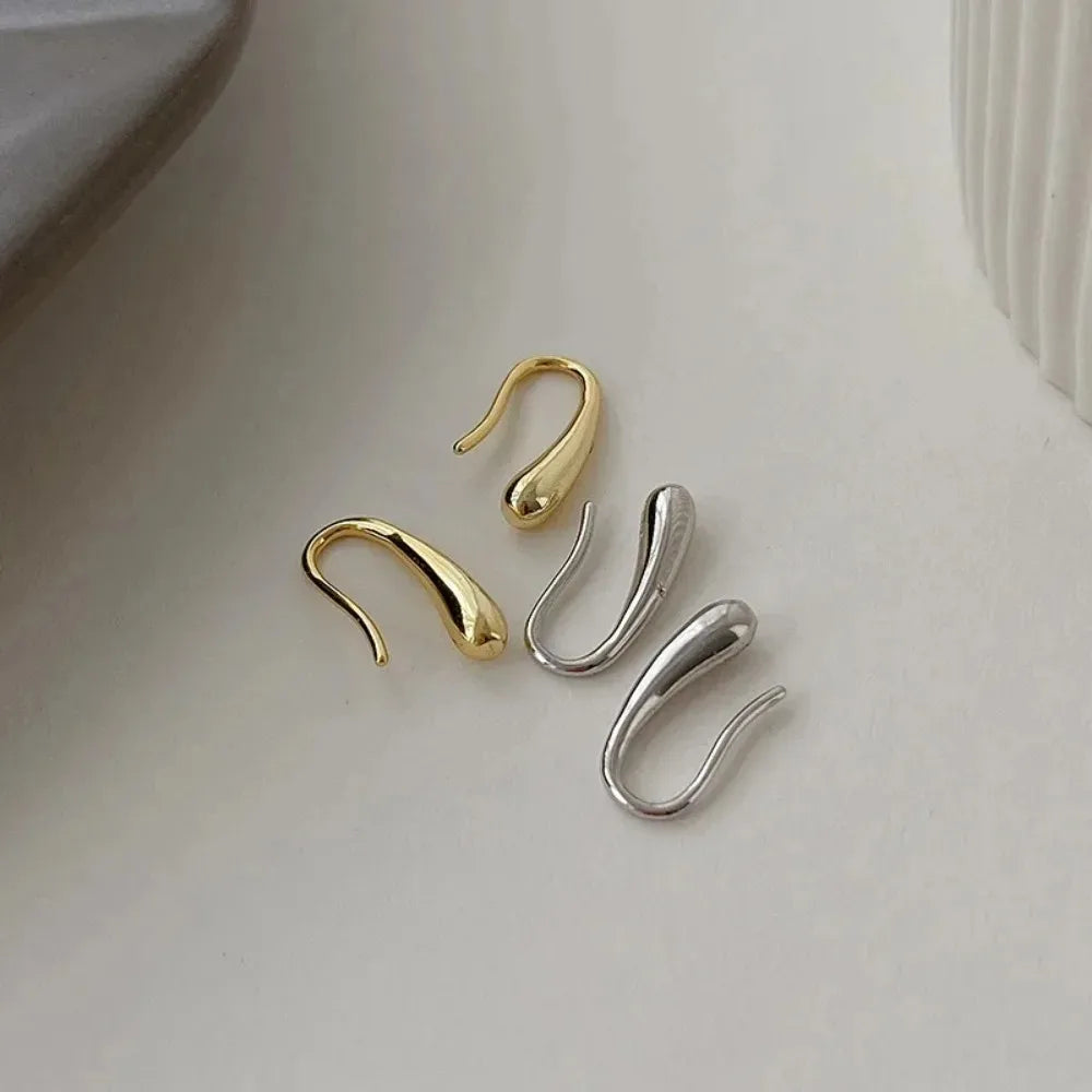 Silver Water Drop Shape Earrings Simple Retro Jewelry