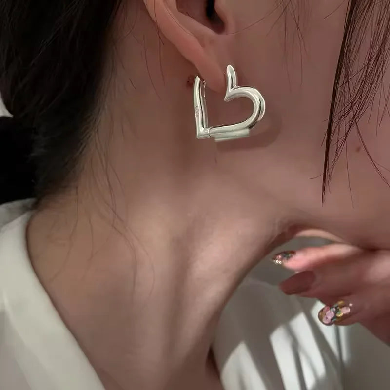 New 925 Sterling Silver Vintage Romantic Heart Earrings Fine Jewelry