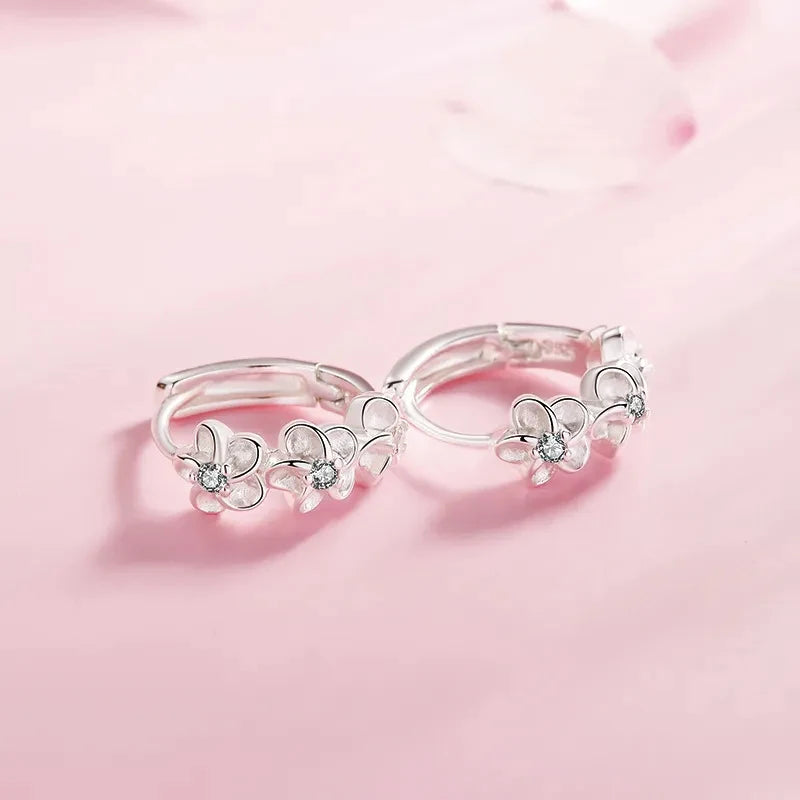 Top Sale 925 Sterling Silver Needle Earrings Fashion High Quality Jewelry Crystal Zircon Flower Cute Stud