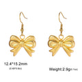 Kpop Bowknot Dangle Earrings for Women Trendy Stainless Steel Earrings Steel Gold Color