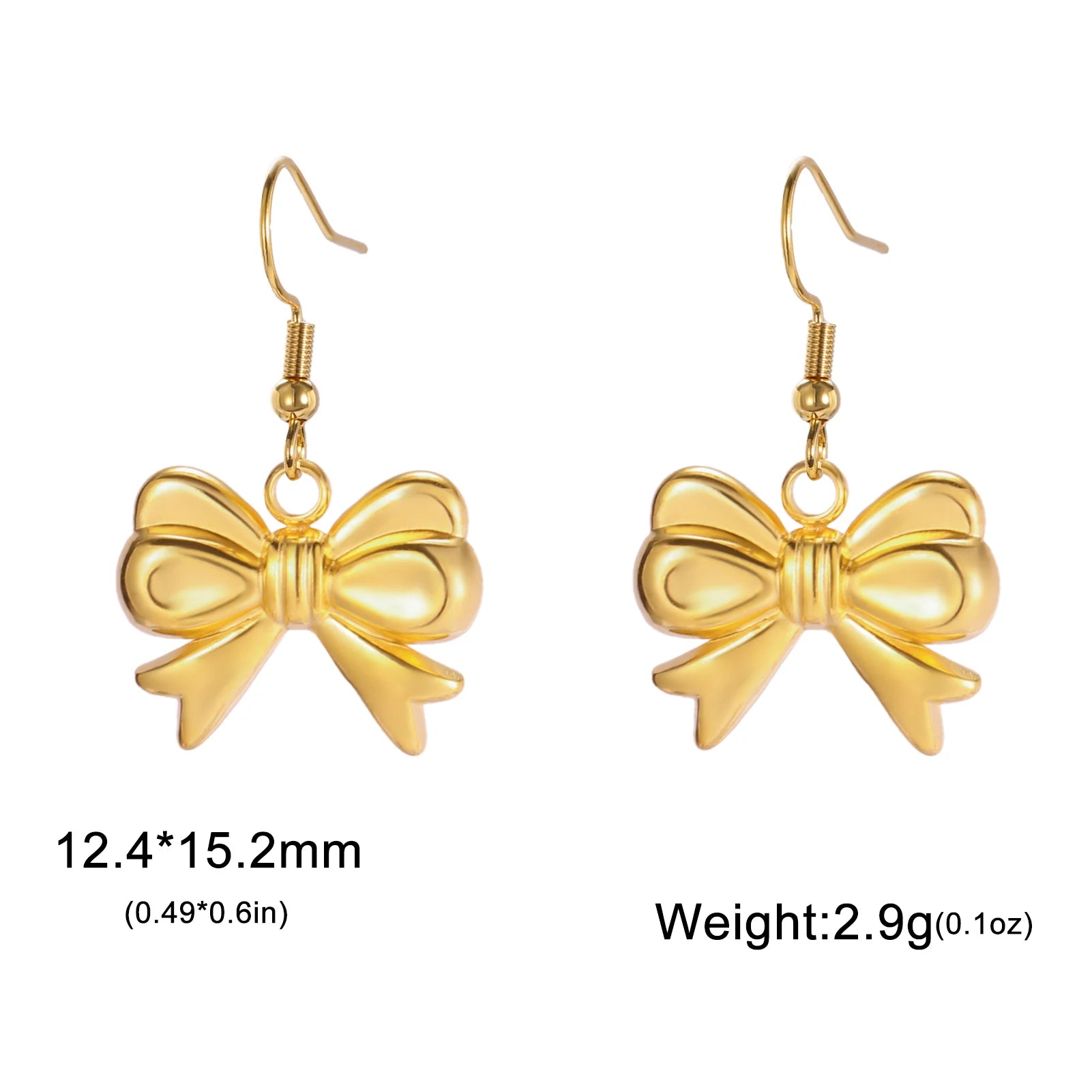 Kpop Bowknot Dangle Earrings for Women Trendy Stainless Steel Earrings Steel Gold Color