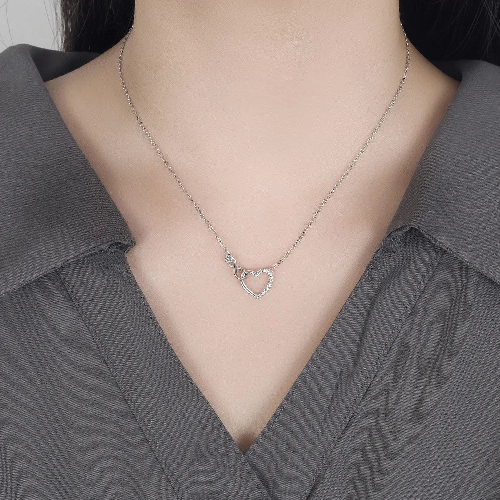 Fine 925 Sterling Silver 18K Gold Plated Necklace Single Sparkling Zircon Clavicle Chain Jewelry