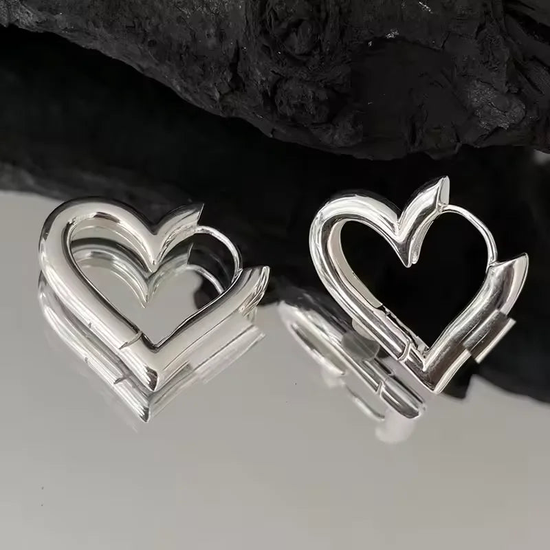 New 925 Sterling Silver Vintage Romantic Heart Earrings Fine Jewelry