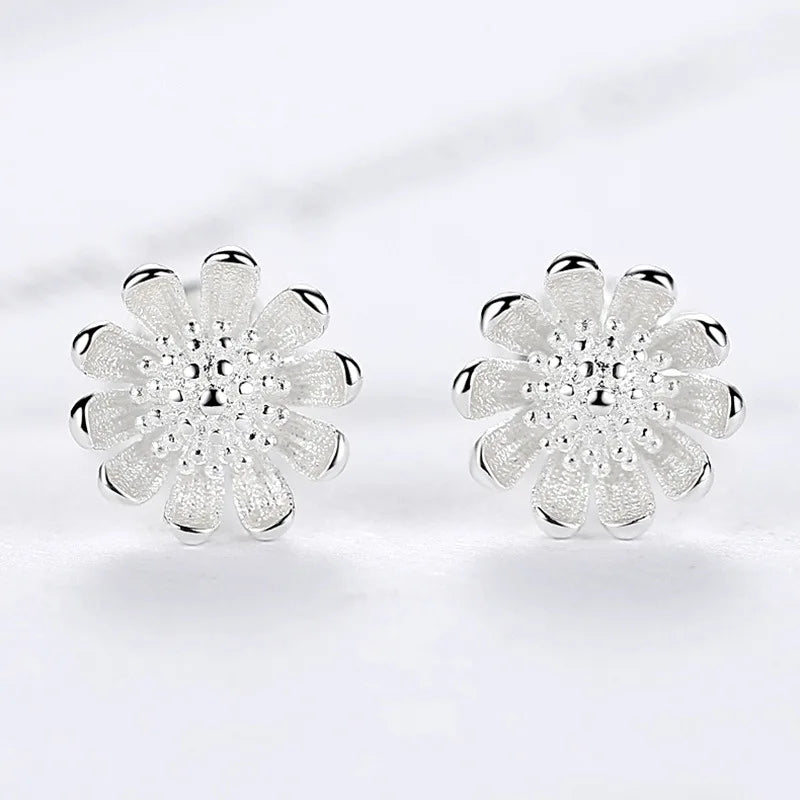 925 Sterling Silver Needle Earrings Fashion High Quality Jewelry Double Row Crystal Zircon round Stud