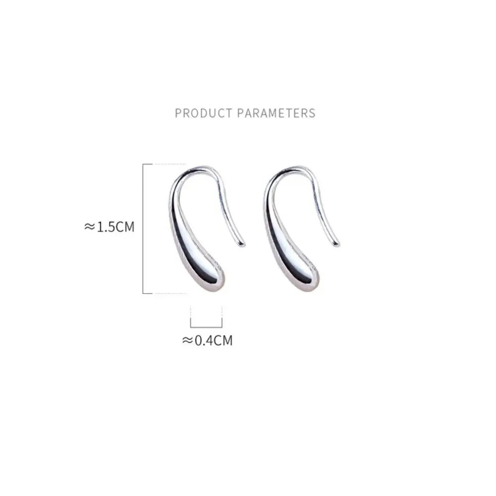 Silver Water Drop Shape Earrings Simple Retro Jewelry