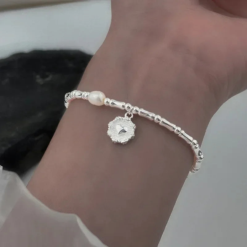 925 Sterling Silver Bracelet Partial Pearls Knots Bracelets Fashion Luxury Design Bead Charm Bracelet Jewelry