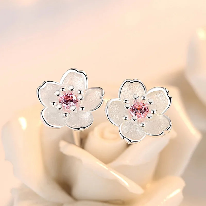 925 Sterling Silver Needle Earrings Fashion High Quality Jewelry Double Row Crystal Zircon round Stud