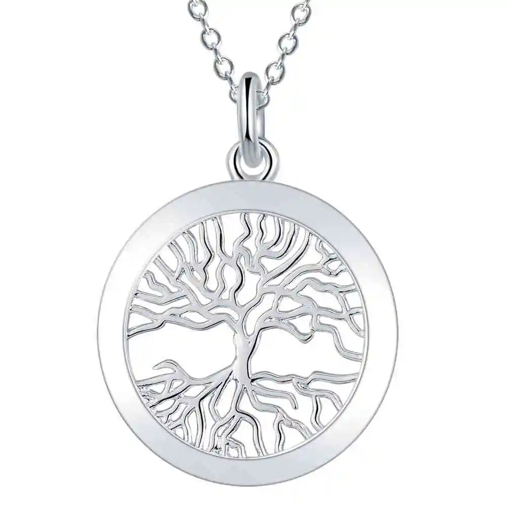 New 925 Sterling Silver Necklace Tree of Life Pendant Exquisite Fine Jewelry 