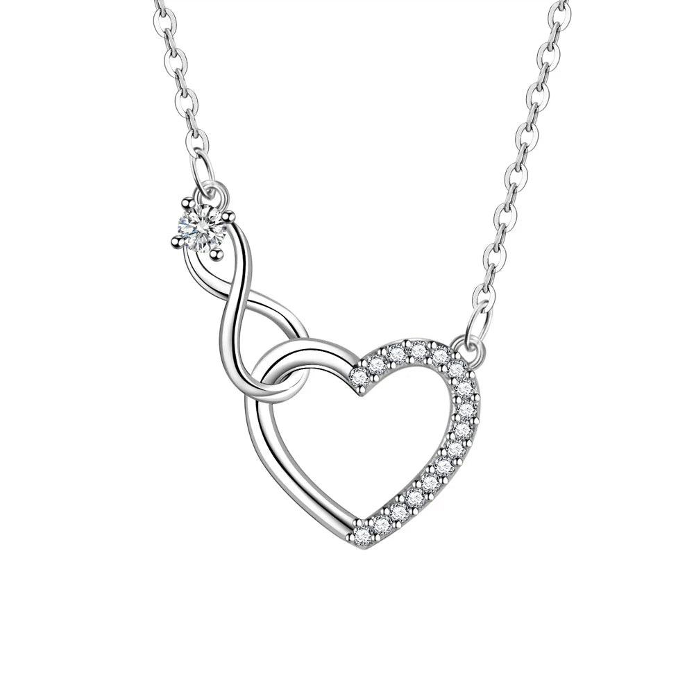 Fine 925 Sterling Silver 18K Gold Plated Necklace Single Sparkling Zircon Clavicle Chain Jewelry