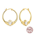 New 925 Sterling Silver Classic Earrings Irish Claddagh Symbol Hoop Earrings Fine Jewelry