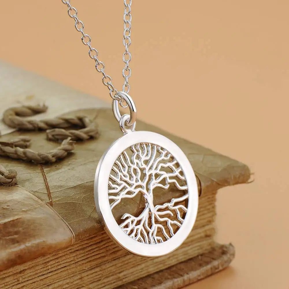 New 925 Sterling Silver Necklace Tree of Life Pendant Exquisite Fine Jewelry 