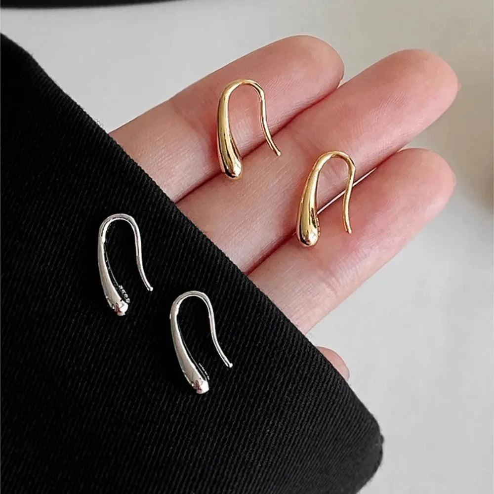 Silver Water Drop Shape Earrings Simple Retro Jewelry
