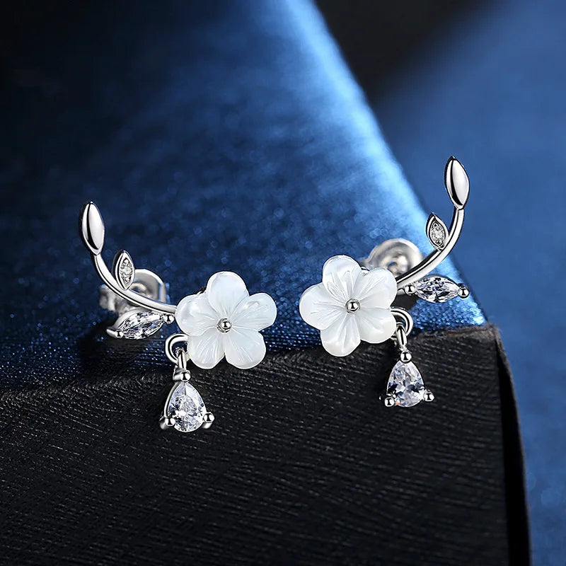 925 Sterling Silver Needle Earrings Fashion High Quality Jewelry Double Row Crystal Zircon round Stud