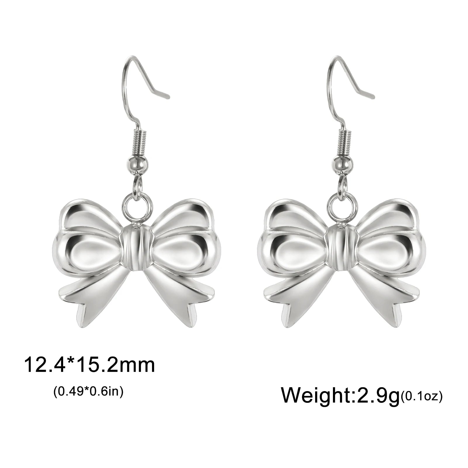 Kpop Bowknot Dangle Earrings for Women Trendy Stainless Steel Earrings Steel Gold Color