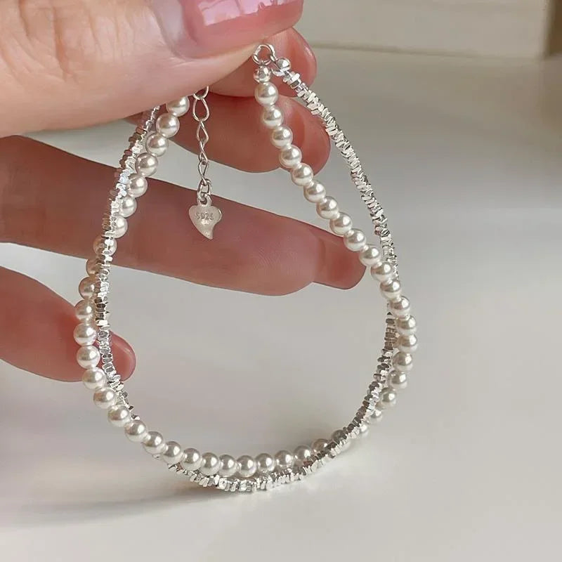 925 Sterling Silver Bracelet Partial Pearls Knots Bracelets Fashion Luxury Design Bead Charm Bracelet Jewelry