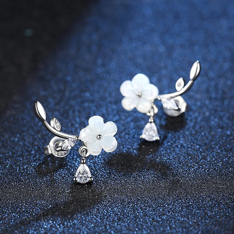 925 Sterling Silver Needle Earrings Fashion High Quality Jewelry Double Row Crystal Zircon round Stud