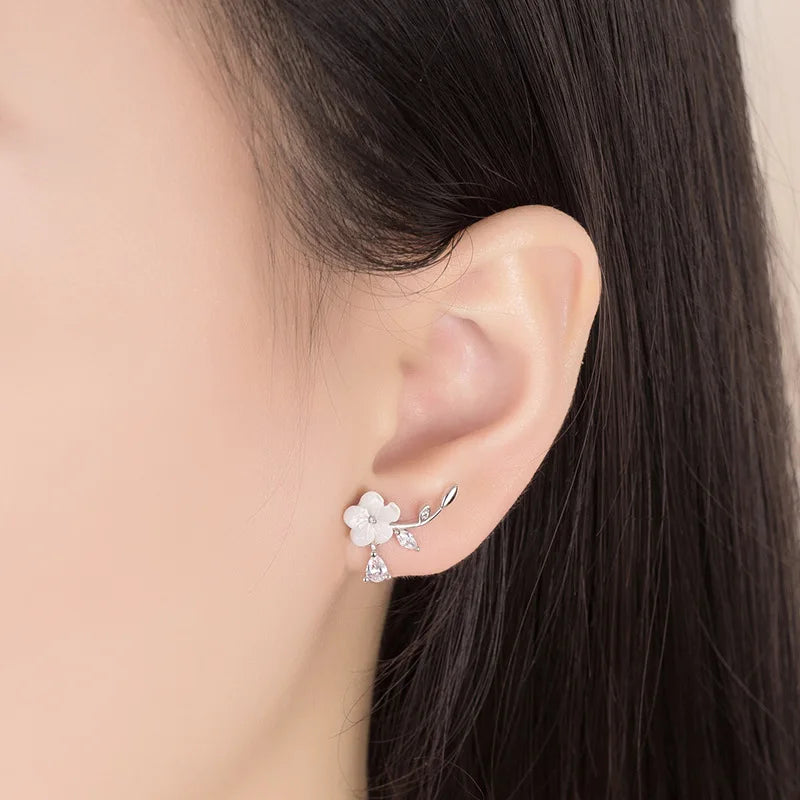 925 Sterling Silver Needle Earrings Fashion High Quality Jewelry Double Row Crystal Zircon round Stud