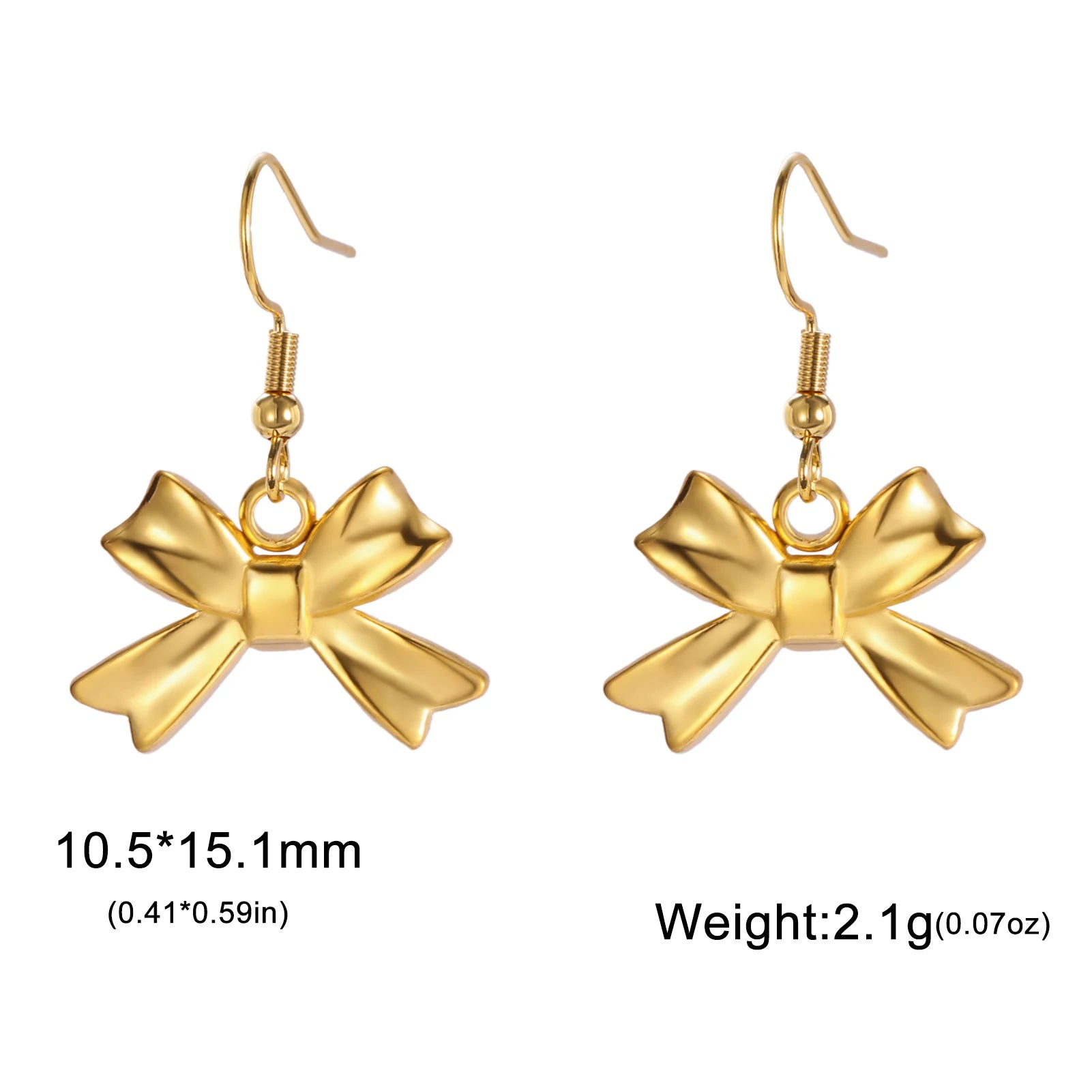 Kpop Bowknot Dangle Earrings for Women Trendy Stainless Steel Earrings Steel Gold Color