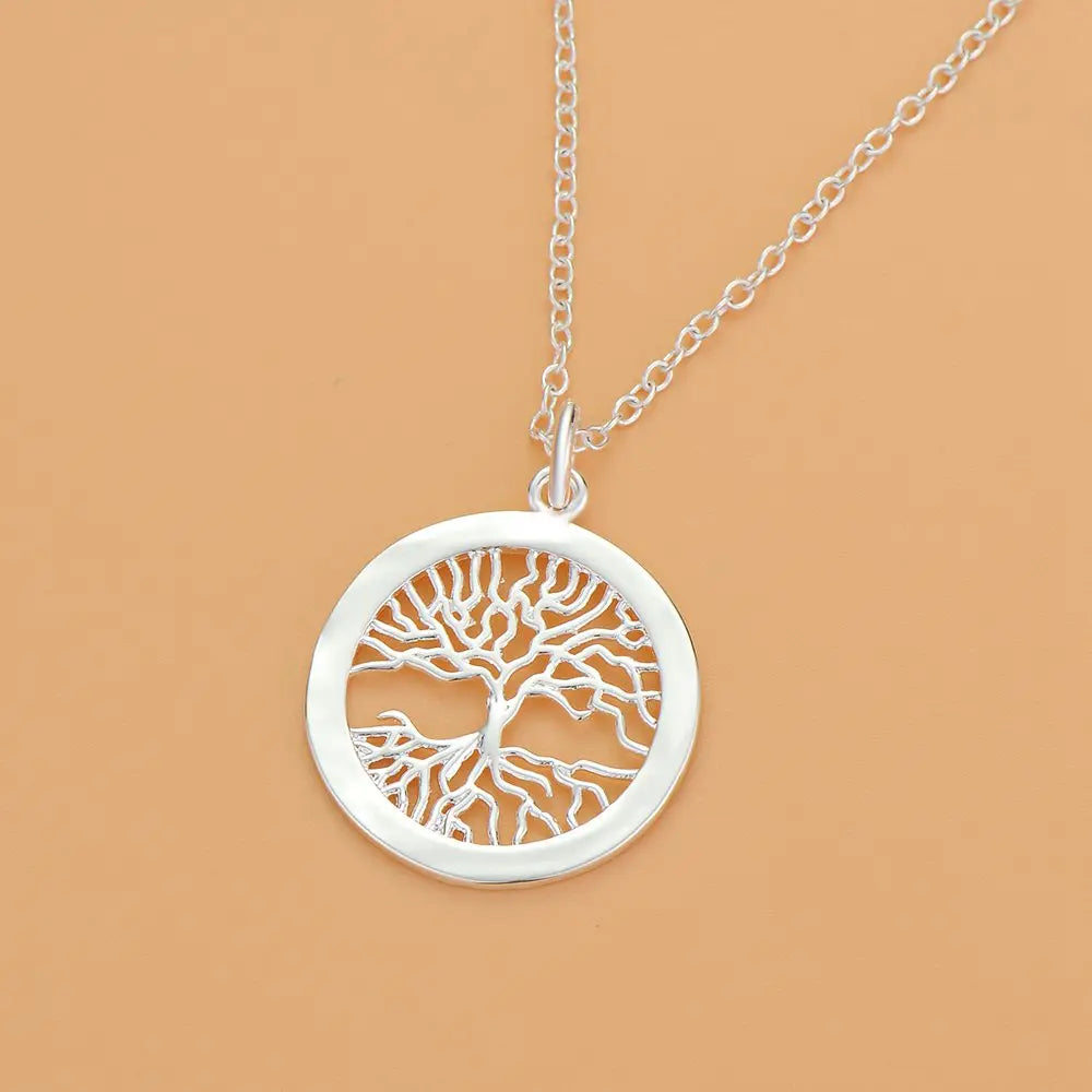 New 925 Sterling Silver Necklace Tree of Life Pendant Exquisite Fine Jewelry 