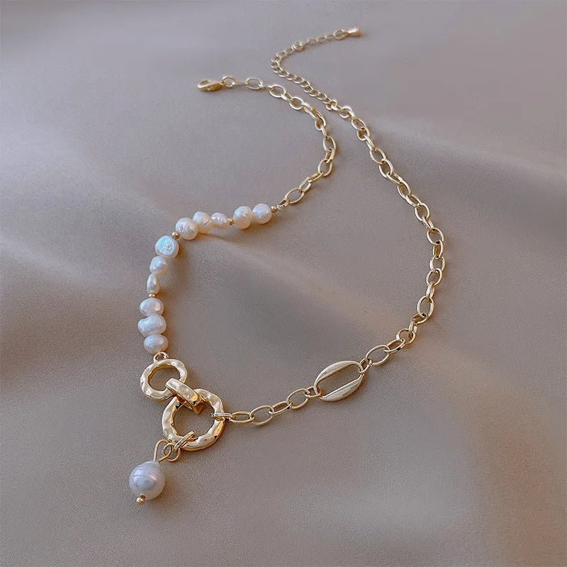 14K Gold Filled 100% Natural Baroque Freshwater Pearl Fashion Necklace