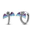 Original 925 Sterling Silver Fire Dragon Hoop Earrings Fine Jewelry