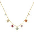 925 Sterling Silver Colorful AAA CZ Gold Color Clover Necklace Elegant Pendant Jewelry for Women Valentine'S Day Gift