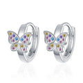 New 925 Sterling Silver Butterfly Rainbow Zircon Earrings Fine Jewelry