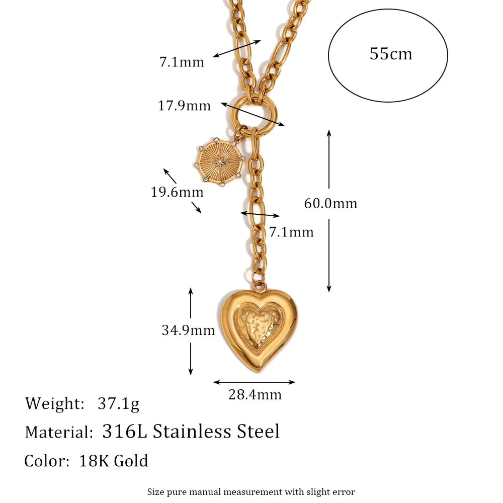 O-Shape Chain Star Heart Eye Tassel Pendant Necklace Stainless Steel 18K Gold Plated Waterproof Jewelry for Women Gift