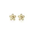 Real 100% 925 Sterling Silver 18k Gold Plated Cute Sweet Hollow Mini Small Flower Geometric Stud Earrings Fine Jewelry