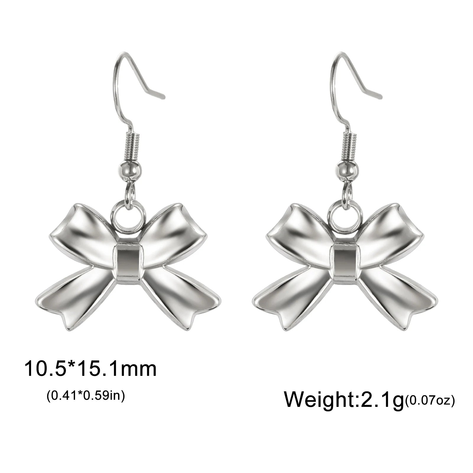 Kpop Bowknot Dangle Earrings for Women Trendy Stainless Steel Earrings Steel Gold Color