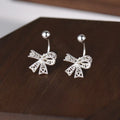 Real 925 Sterling Silver Bow Screw Buckle Puncture Stud Earrings Fine Jewelry Minimalist