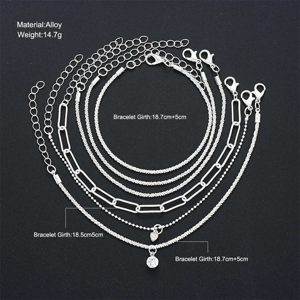 6Pcs 925 Sterling Silver Rhinestone Bracelets Luxury Sparkling Starry Sky Charm Bracelets Jewelry