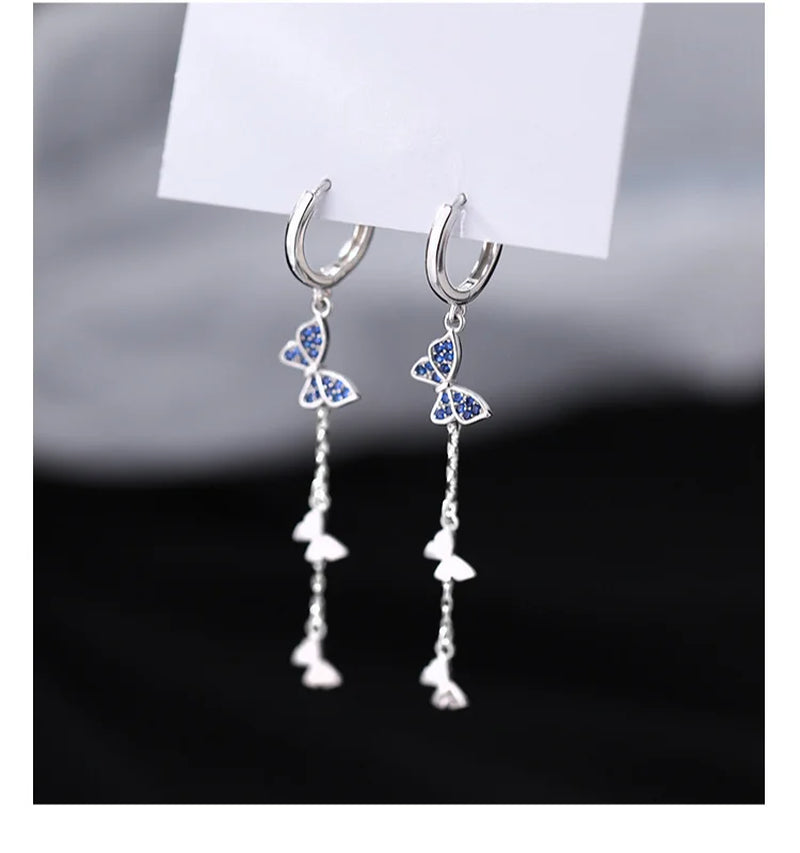 925 Silver Minimalist Diamond Effect Butterfly Hoop Earrings for Women Unisex Jewelry Gift