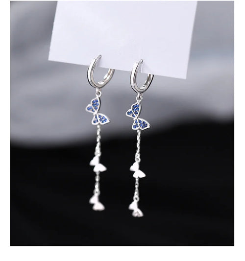 925 Silver Minimalist Diamond Effect Butterfly Hoop Earrings for Women Unisex Jewelry Gift