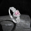 925 Sterling Silver Ring Shining Pink Heart Zircon Fine Jewelry