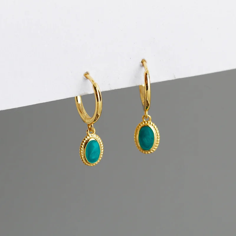 New 925 Sterling Silver Pure Green Zircon Stud Earrings Fine Jewelry