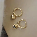 Pure 925 Sterling Silver Real Zircon Heart Pendant Hoop Earrings Fine Jewelry