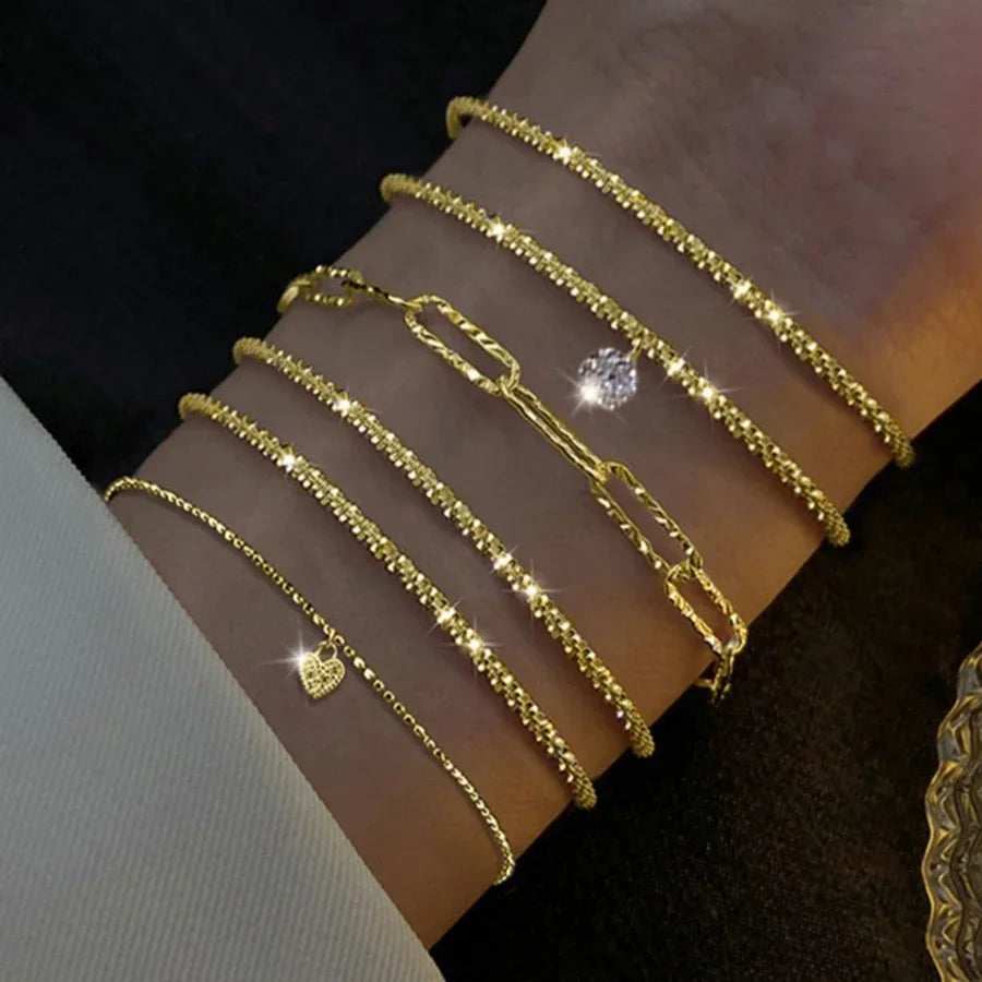 6Pcs 925 Sterling Silver Rhinestone Bracelets Luxury Sparkling Starry Sky Charm Bracelets Jewelry