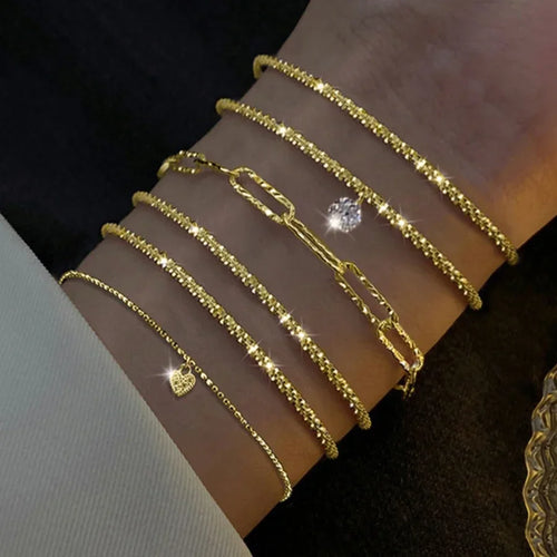 6Pcs 925 Sterling Silver Rhinestone Bracelets Luxury Sparkling Starry Sky Charm Bracelets Jewelry