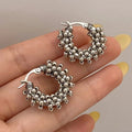New 923 Sterling Silver 18k Gold Plated Twisted Bead Hoop Earrings Fine Jewelry